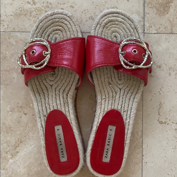 Zara red slip-on sandals Size EU 38 (7.5)